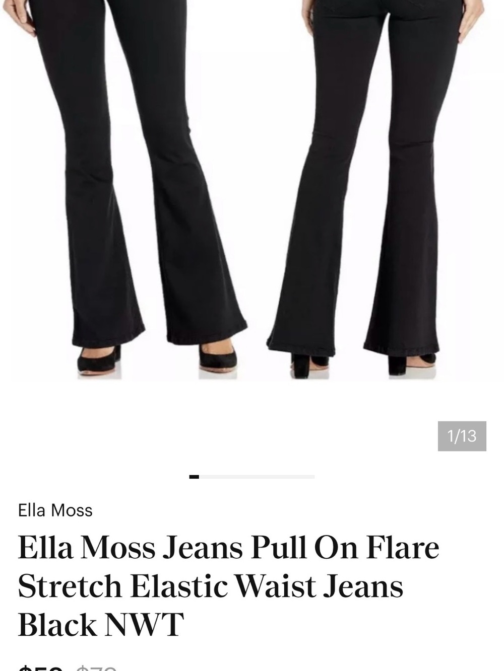 Ella Moss Black Flared Pull-On Jeans
